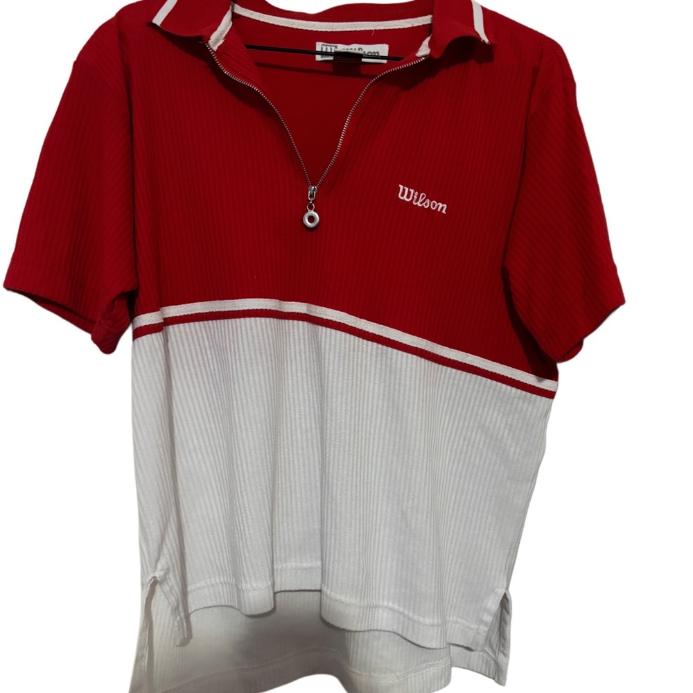 Wilson Red and White Zip Polo